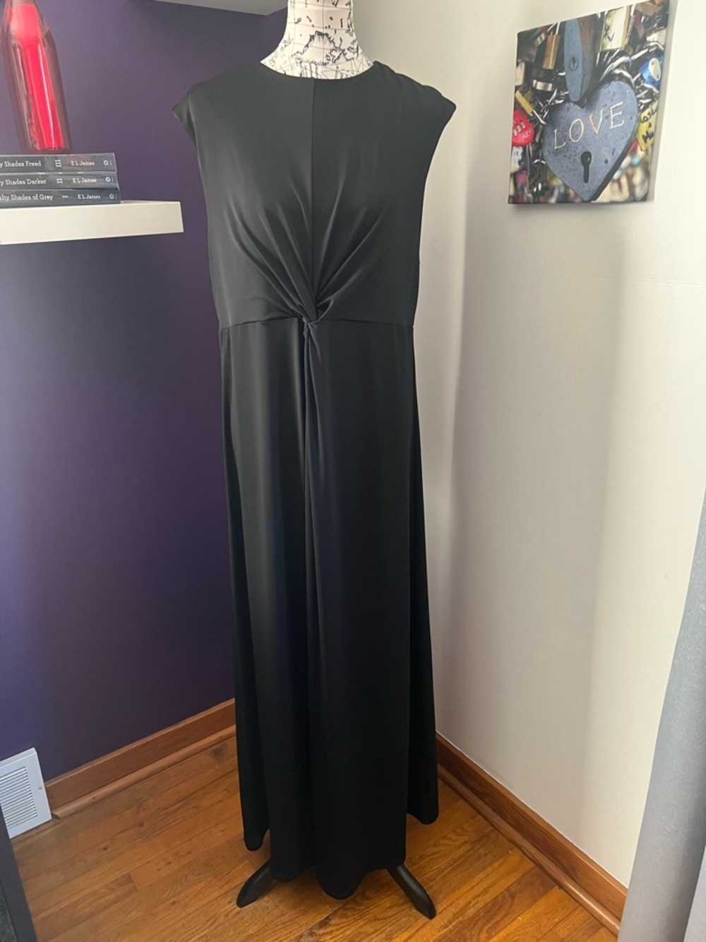 Old Navy Black Sleeveless Maxi Dress with Front Knot